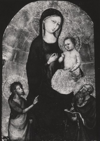 Anonimo — Bicci di Lorenzo (Firenze 1368 ca.-1452). Madonna con Bambino tra S. Giovanni Battista e S. Giovanni Evangelista — insieme
